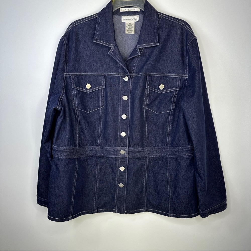 Vintage Evan-Picone Mod Denim Jacket, Button Up Size 2x